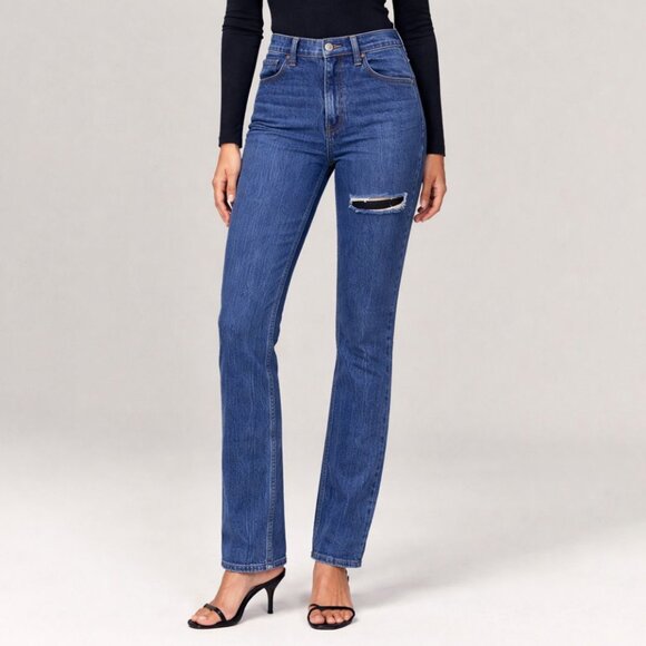 Abercrombie 90s Straight Ultra High Rise Jeans 25 X-Long Curve Love - Picture 1 of 4